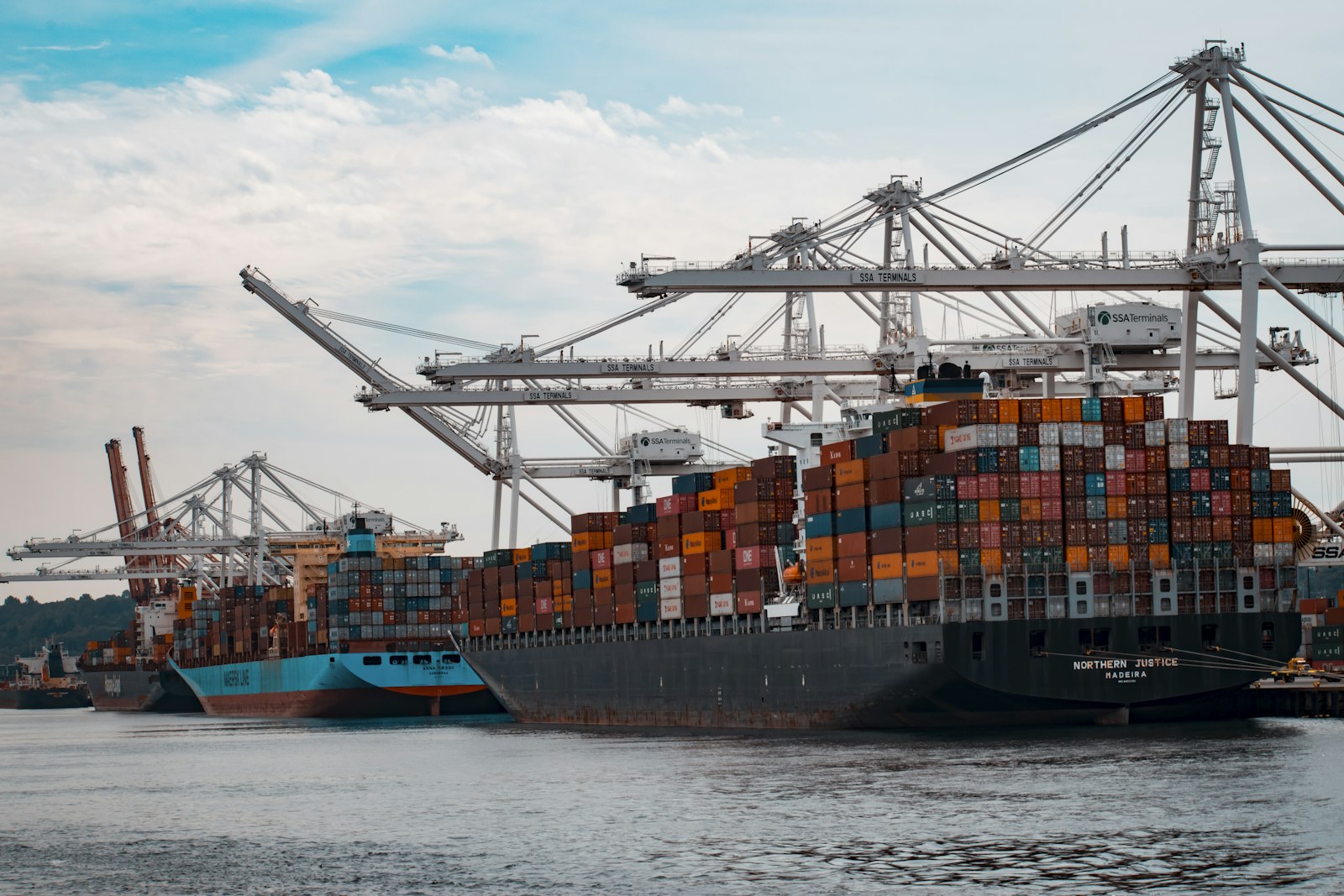 Container ship at port